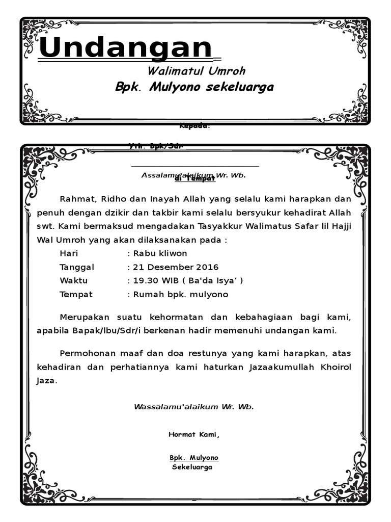 4700 Koleksi Contoh Undangan Berangkat Haji Terbaik Gratis