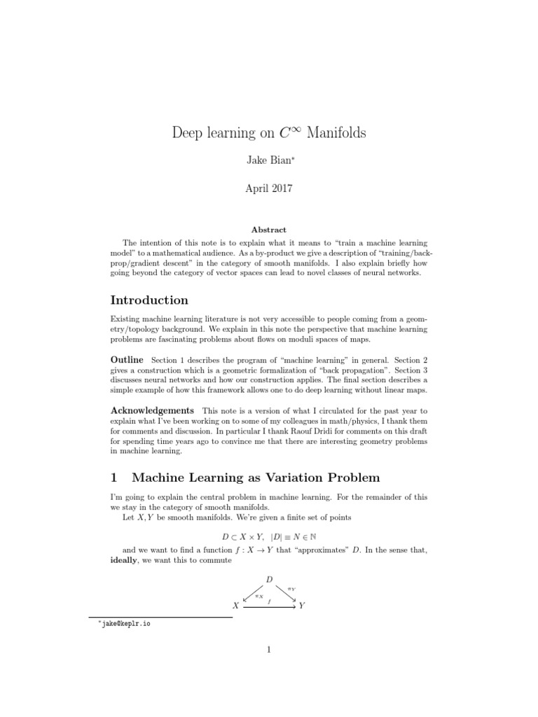 Bian - Deep Learning On Smooth Manifolds | PDF | Differentiable ...