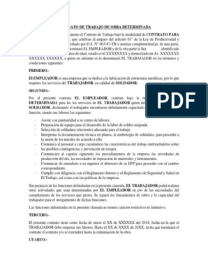 Modelo de Contrato de Obra de Soldador | PDF | Derecho laboral | Soldadura