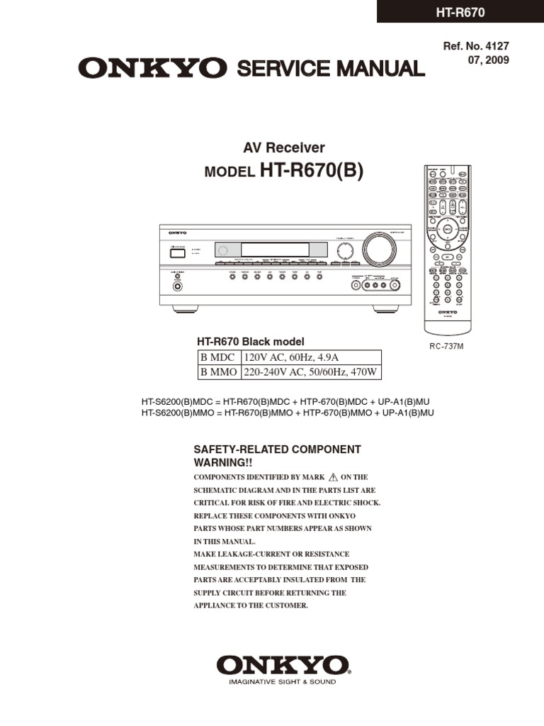 Onkyo HT r670 | PDF | Audio Engineering | Electromagnetism