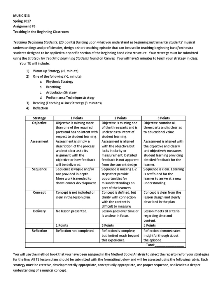 Middle School Band Lesson Plans