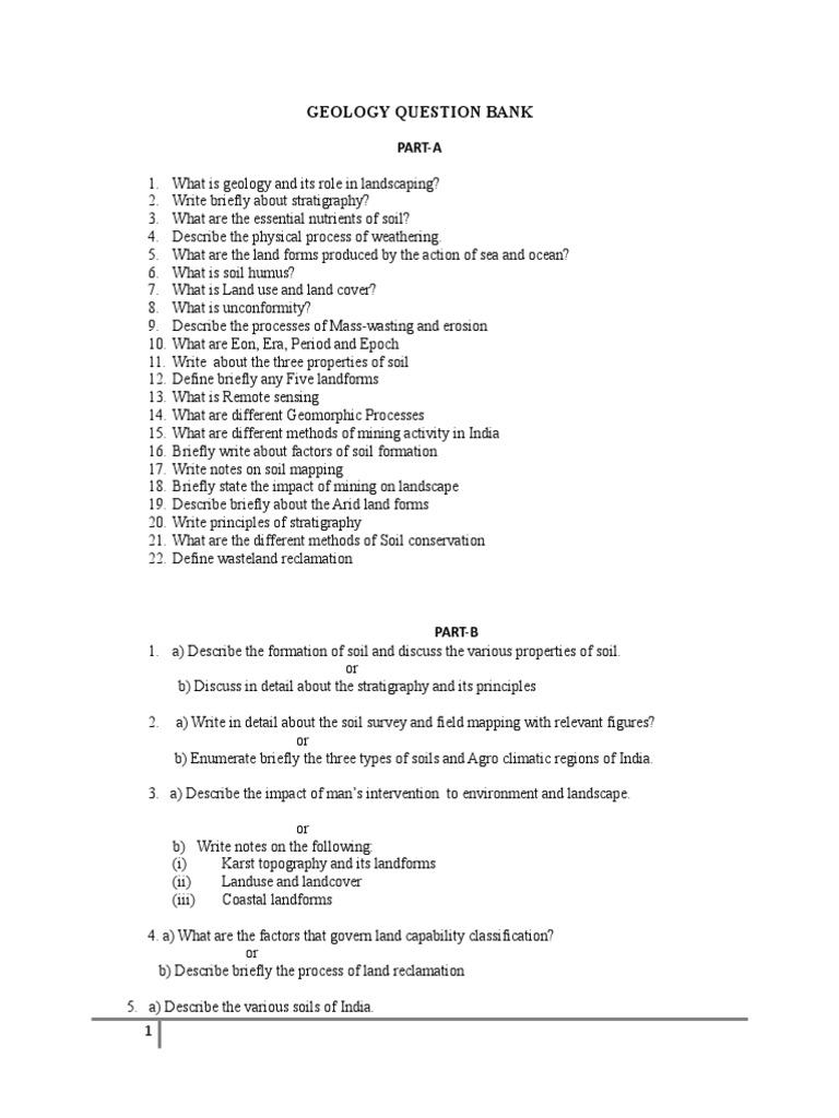 Geology and Landscape Management Quiz | PDF | Geomorphology | Soil