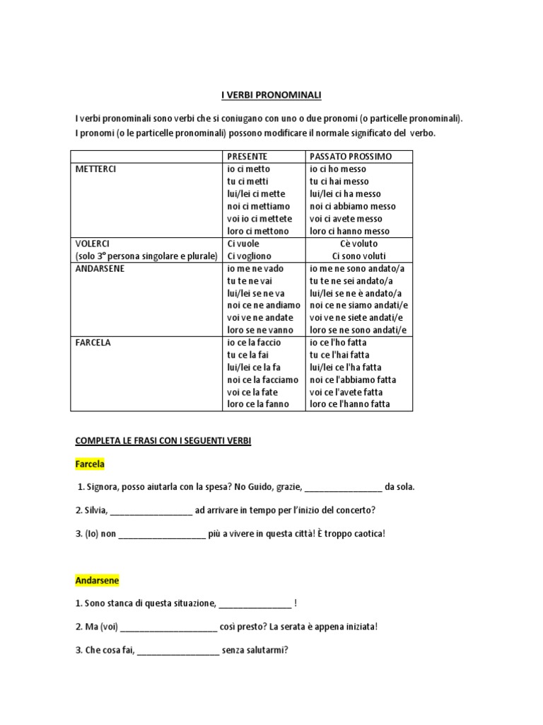 Verbi Pronominali | PDF