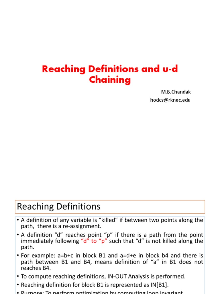 Reaching Definitions and U-D Chains | PDF | Invariant (Mathematics ...