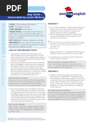 Topic Based Reading Santa Intermediate