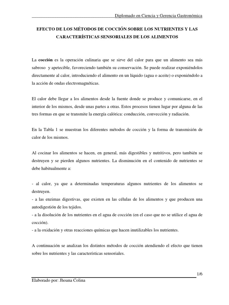 Efectos de la Cocción en Nutrientes | PDF | Cocinando | Carne