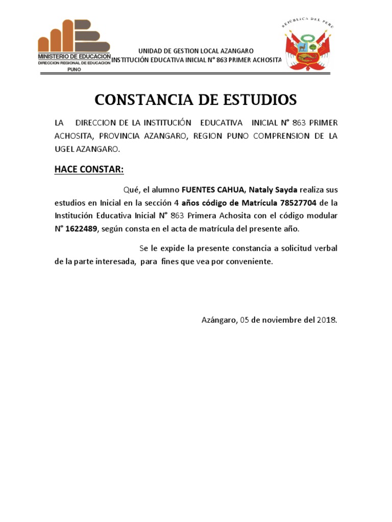 Modelos de Constancias de Estudios | PDF