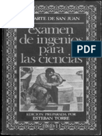 Juan Huarte de San Juan - Examen de Ingenios para Las Ciencias PDF