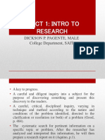 Elect 1: Intro To Research: Dickson P. Pagente, Male College Department, SAIT