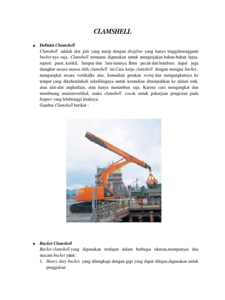 Alat Berat Clamshell: Definisi dan Fungsi | PDF | Griya & Taman ...