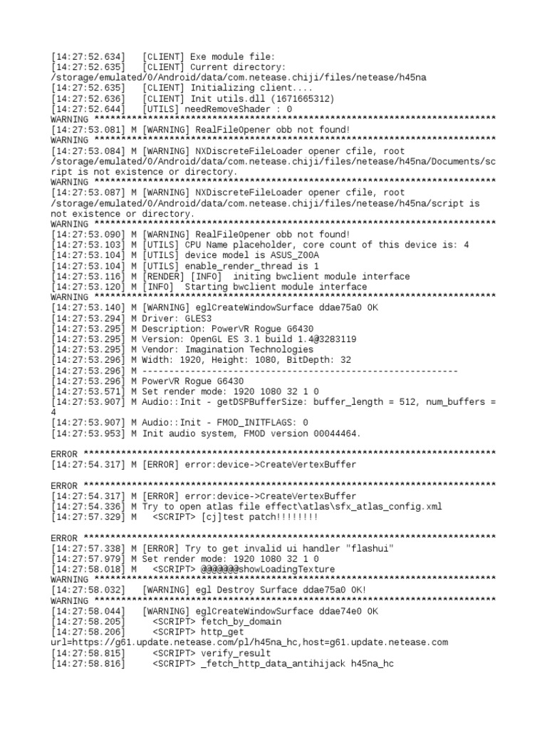 Android Game Debug Log | PDF | Computing Platforms | Microsoft Windows