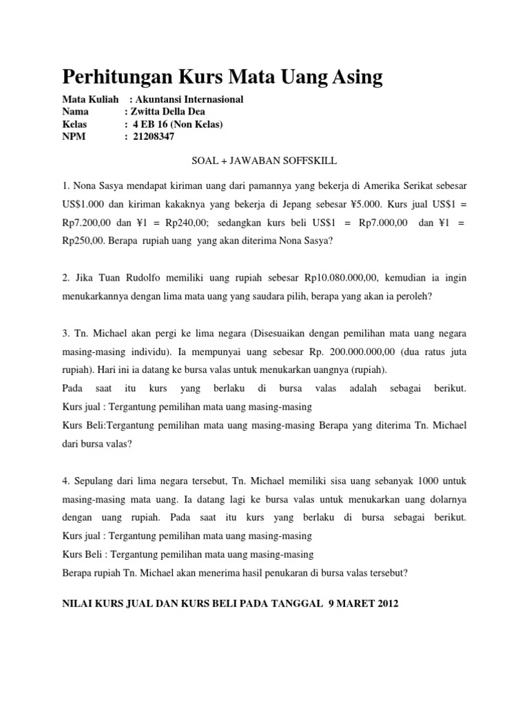 Perhitungan Kurs Mata Uang