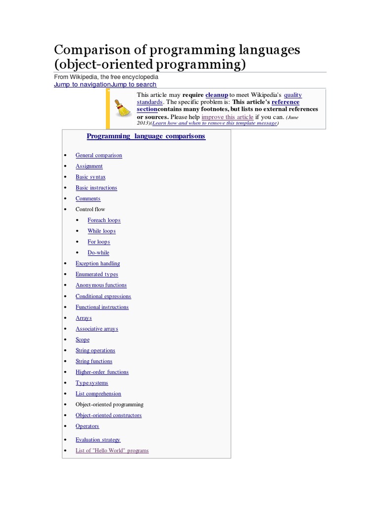 Comparison of Programming Languages | Programming Language | Control Flow