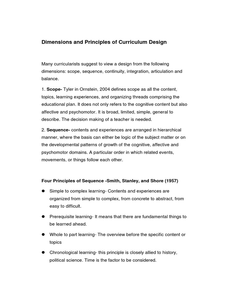 Dimensions of Effective Curriculum Design | PDF | Curriculum | Space
