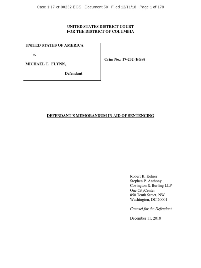 Flynn - Defendant Sentencing Memo | PDF | Federal Bureau Of ...