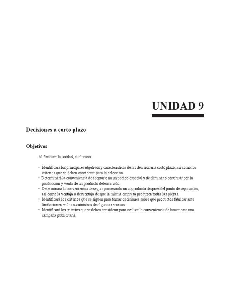 Decisiones a Corto Plazo en Empresas | PDF | Toma de decisiones ...