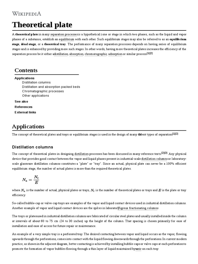 Theoretical Plate Process Engineering Analytical Chemistry
