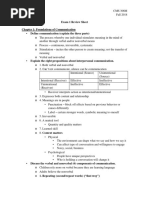 Exam 1 Review Sheet Fall 2018