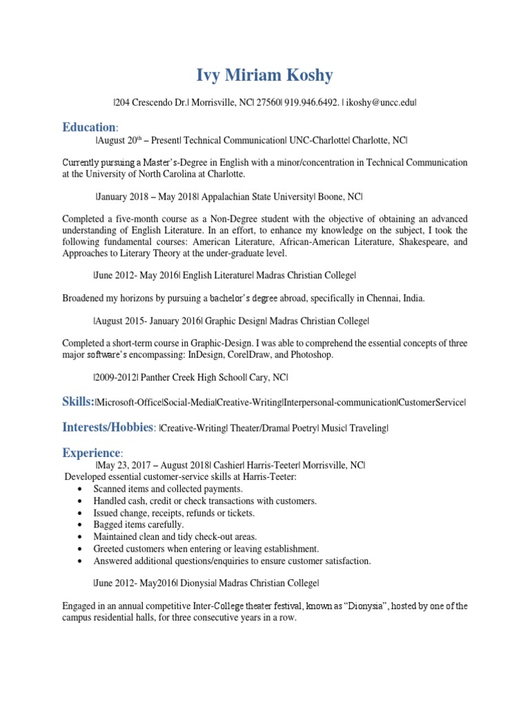 Third Draft of The Resume | PDF