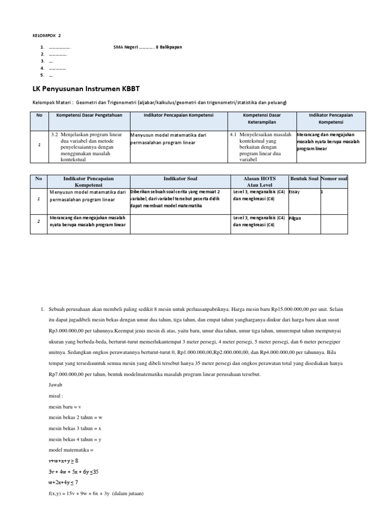 Lk Penyusunan Instrumen Soal Hots