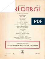 Yeni Dergi Yıl 1967 Sayı 35 Ağustos 1967 Nazim Hikmet Mektuplar Özel Sayısı