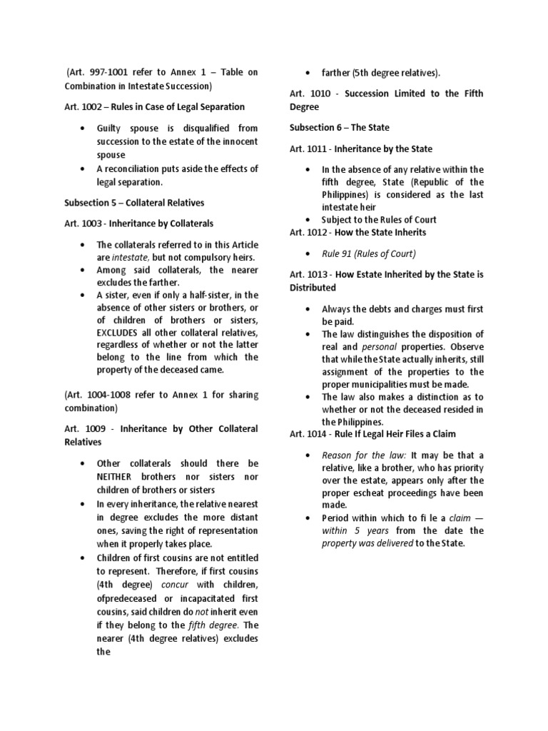 Inheritance Rules Under Rule 91 | PDF | Will And Testament | Intestacy