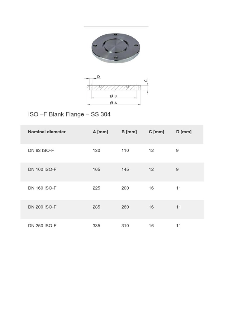 ISO-F Flange Dimensions and Specifications | PDF