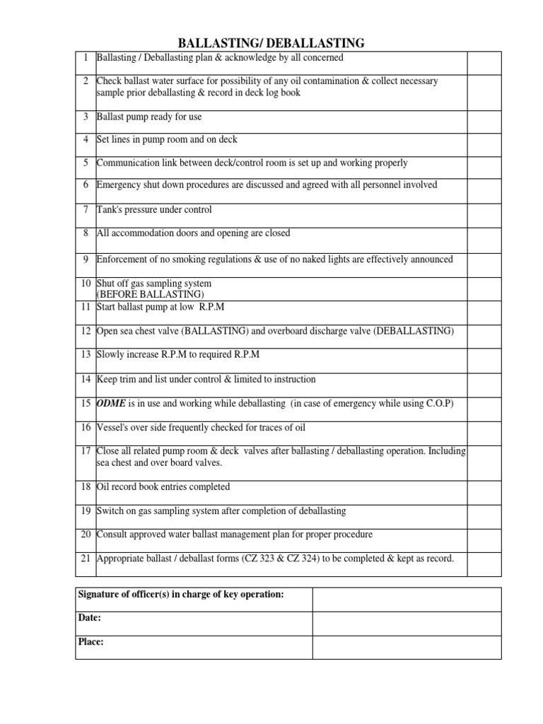 Proper Procedures for Safe Ballasting and Deballasting Operations PDF