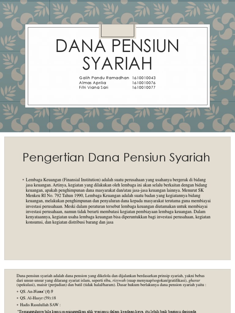 33 Makalah Dana Pensiun Syariah Info Dana Tunai