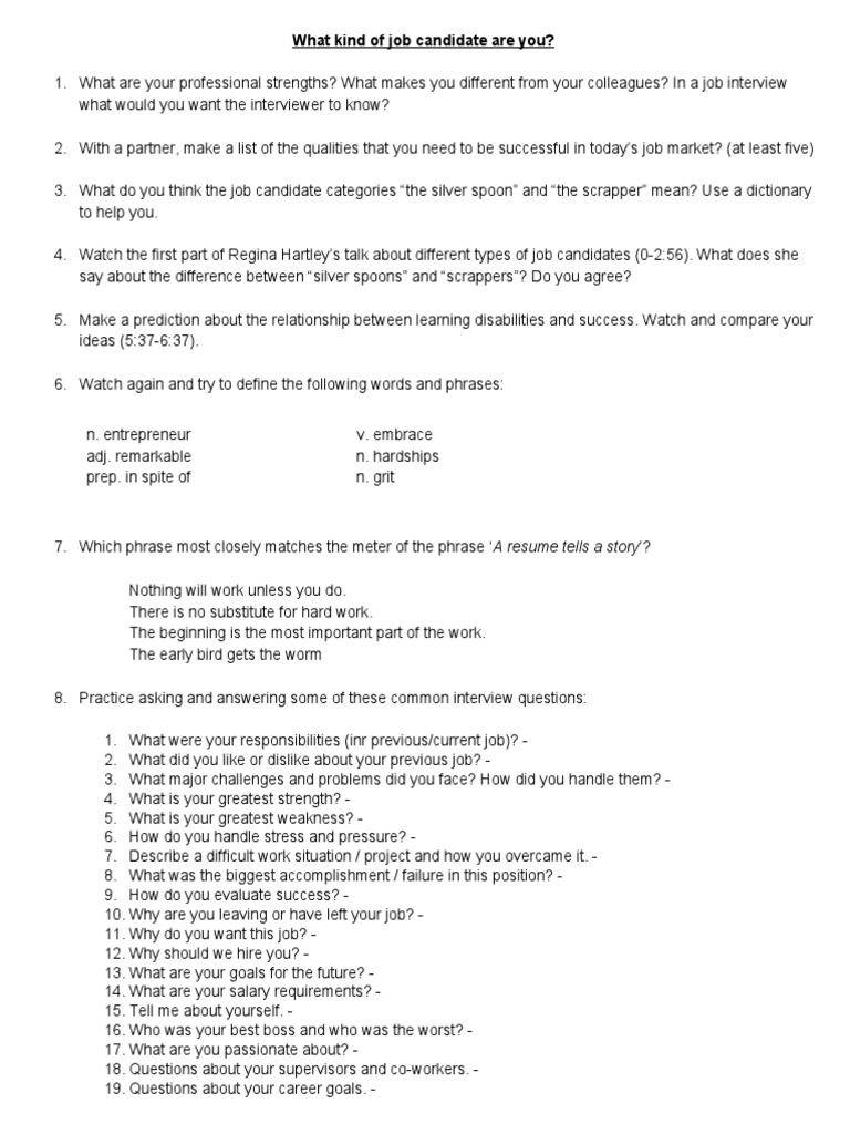 Paper Based Exam Document PDF Job Interview Cognition