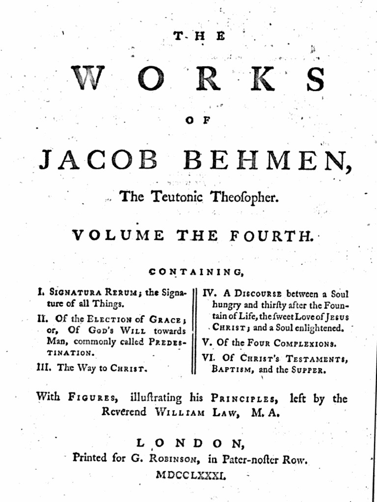 Jacob Böhme Vol 4 - I - Signatura Rerum | PDF