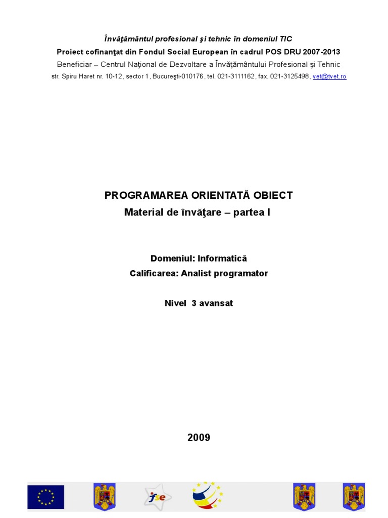 Programare Orientata Obiect - Partea I | PDF