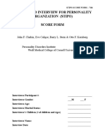 Structured Interview For Personality Organzation (Stipo) Score Form