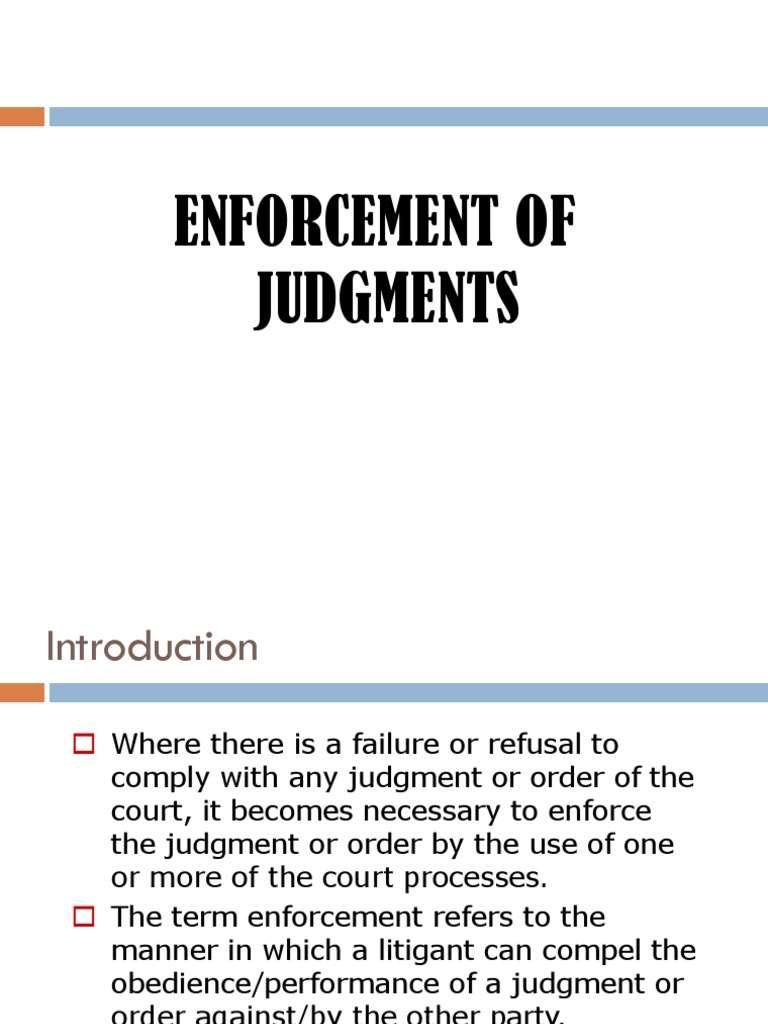 Enforcement of Judgments PDF Garnishment Judgment (Law)