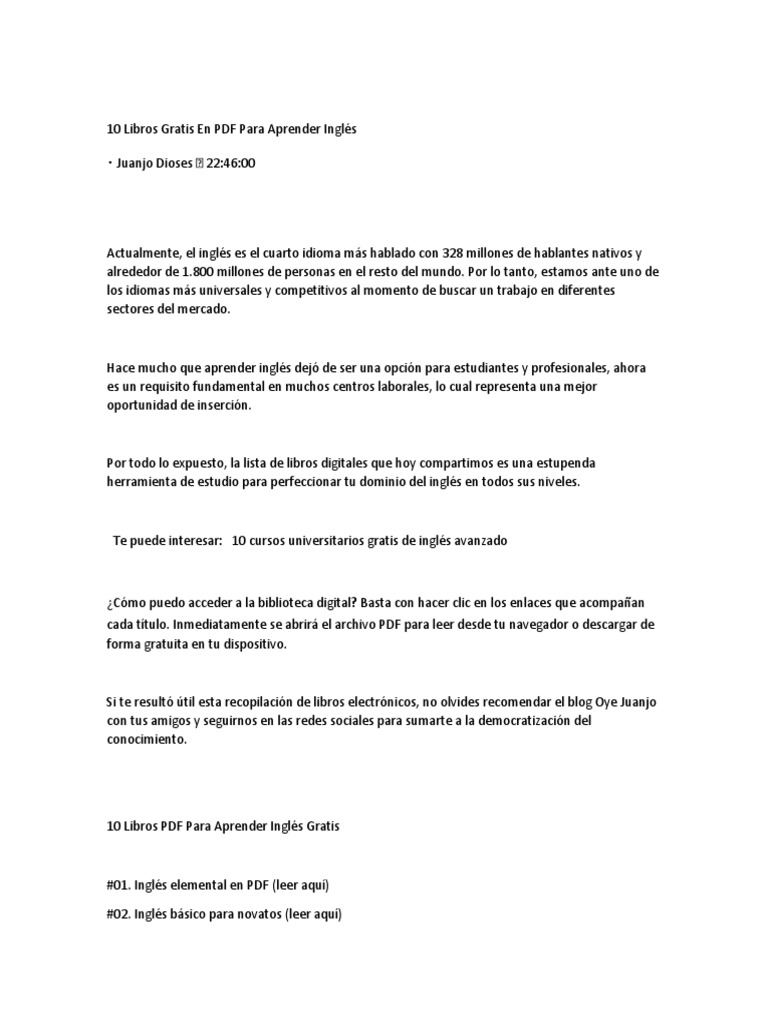 10 Libros PDF Gratis para Aprender Inglés | PDF | Estudios de idiomas ...