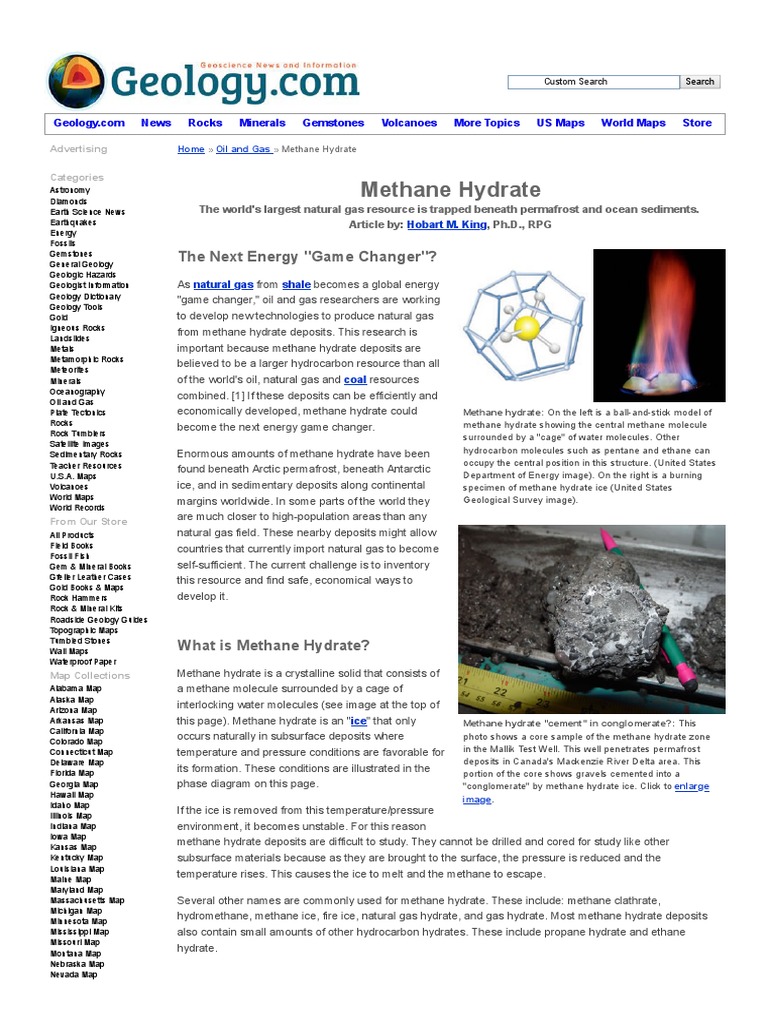 Methane Hydrate - The World's Largest Natural Gas Resource | PDF ...