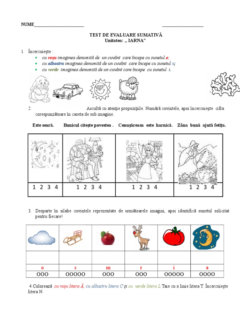Evaluare Sumativa Sem Iarna Clr