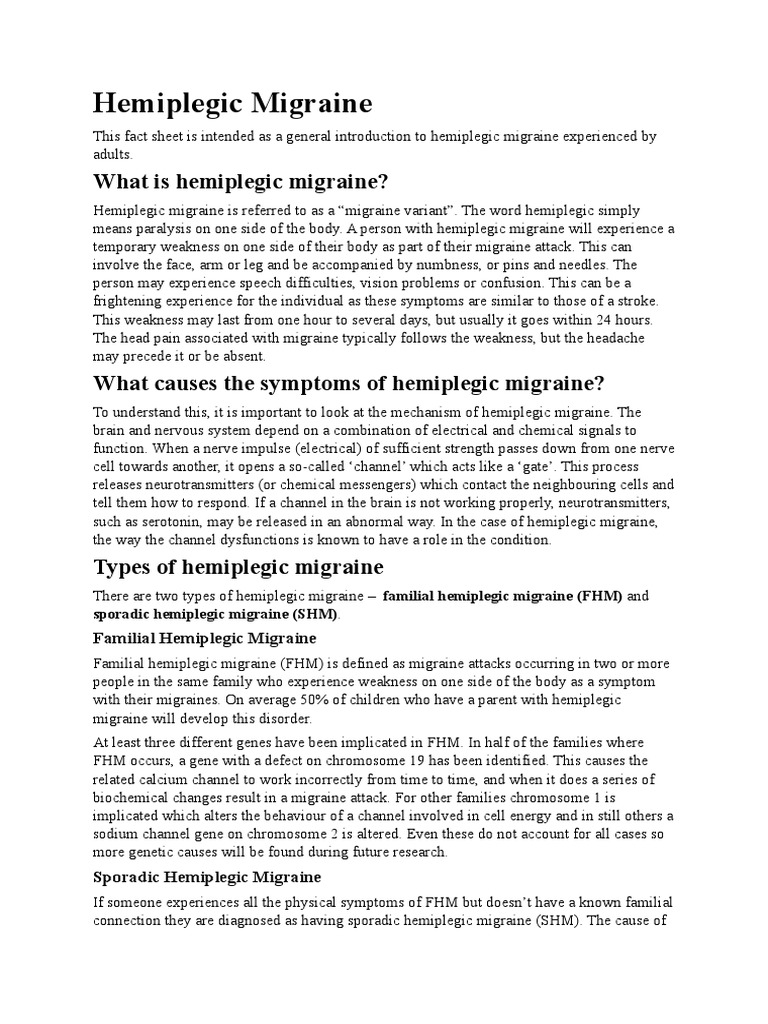 Hemiplegic Migraine | PDF | Migraine | Epidemiology