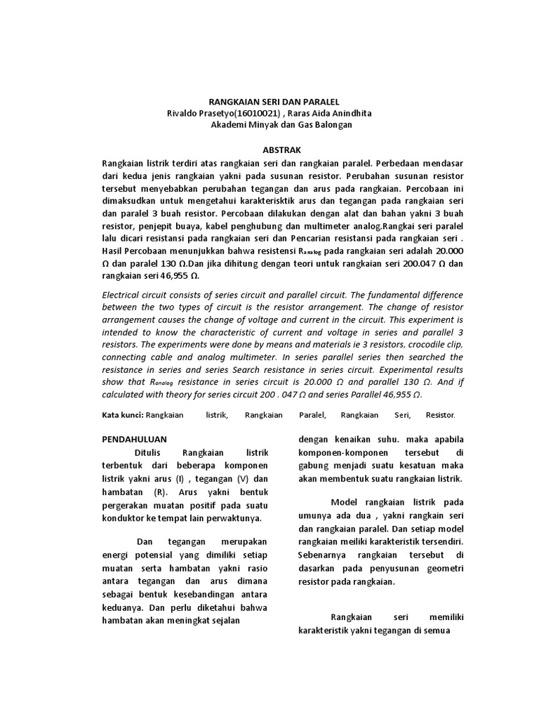 Rangkaian Seri Dan Pararel Pdf