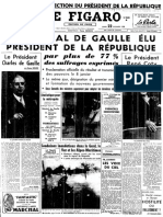 Le Figaro Du 22-12-1958: Charles de Gaulle Élu Président de La Ve République