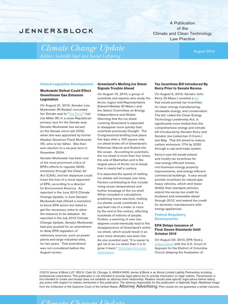 Climate Change Update August 2010 | PDF | United States Environmental ...