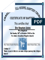 Baptism certificate for Bro Newton Jones