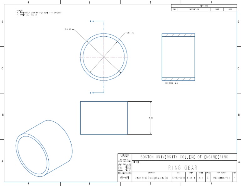 Ring Gear Engineering Drawing | PDF | Engineering | Mechanical Engineering