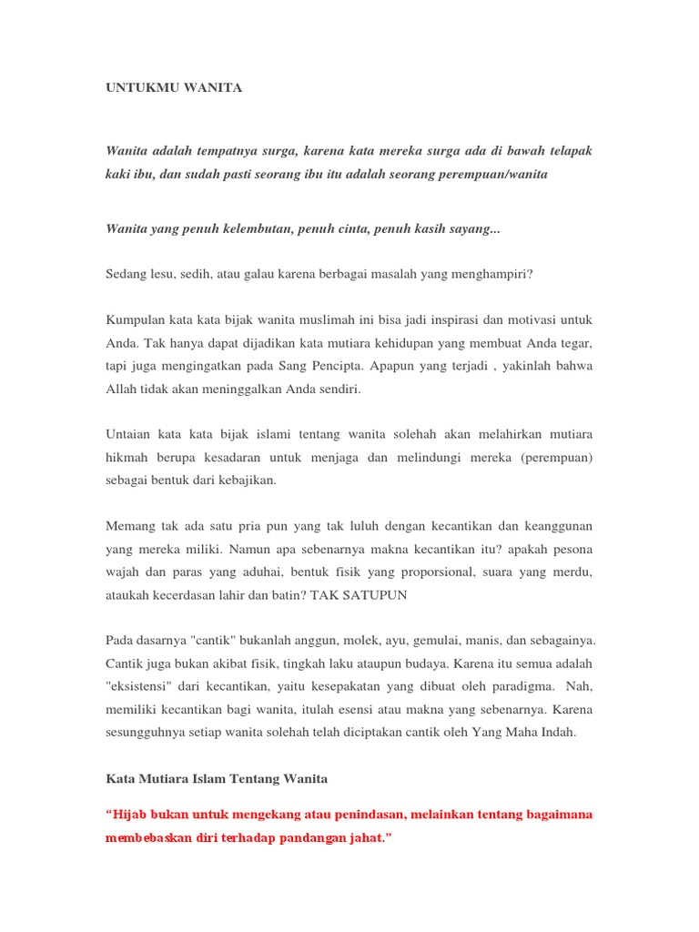Untukmu Wanita Untukmu Wanita