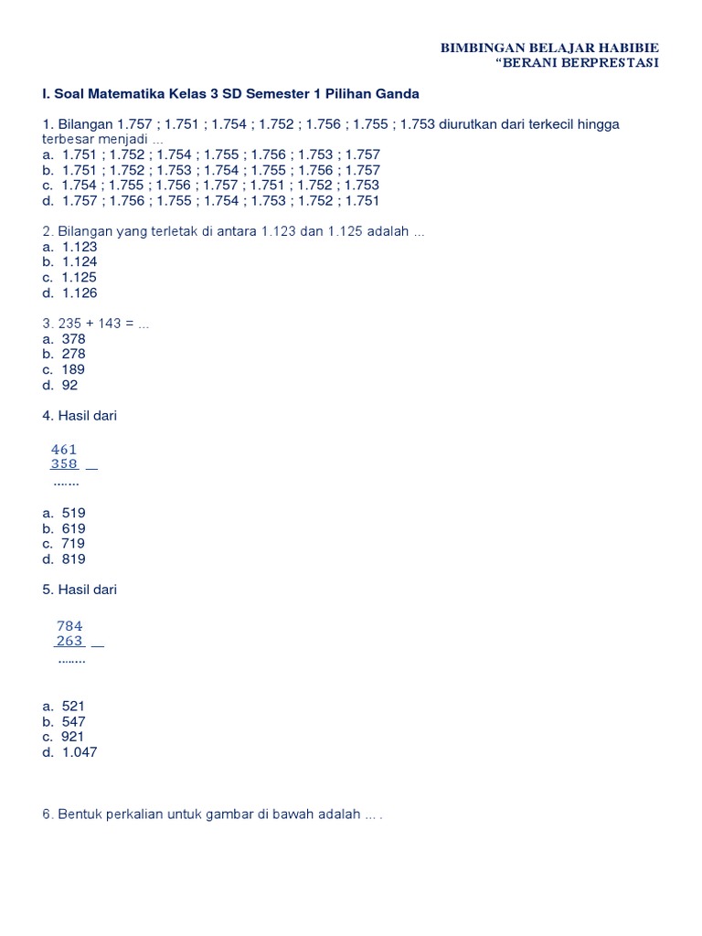 Soal Uas Matematika Kelas 3 Kurikulum 2013