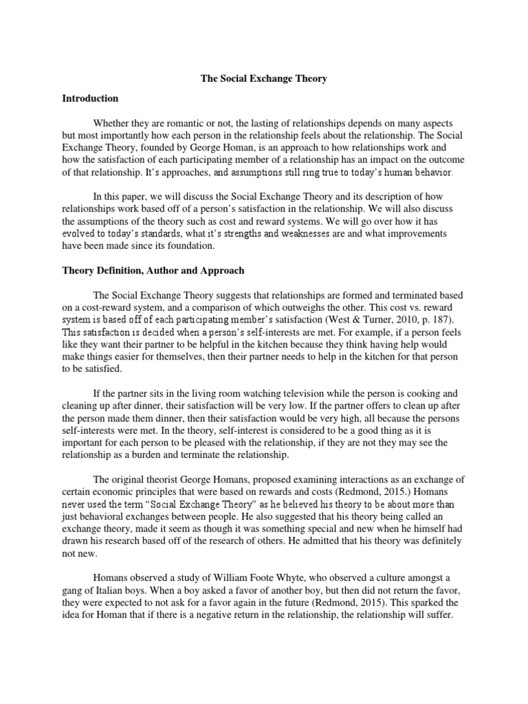 Social Exchange Theory Overview | PDF | Theory | Social Psychology