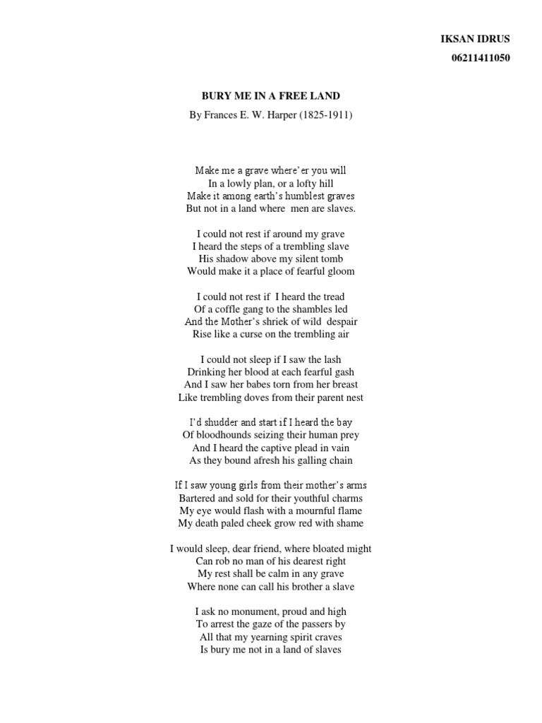 Bury Me in a Free Land: A Poem Against Slavery PDF