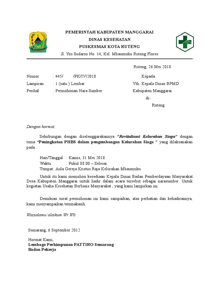 Surat Permohonan Narasumber | PDF