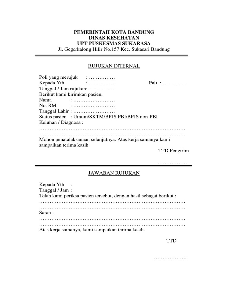 Rujukan Internal BPJS di Puskesmas | PDF
