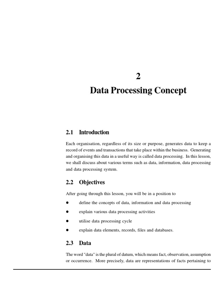 2 Data Processing Concept: L L L L | PDF